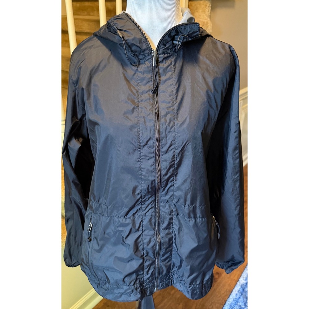 Columbia Womens Black Hooded Windbreaker Jacket Full Zip Size Small